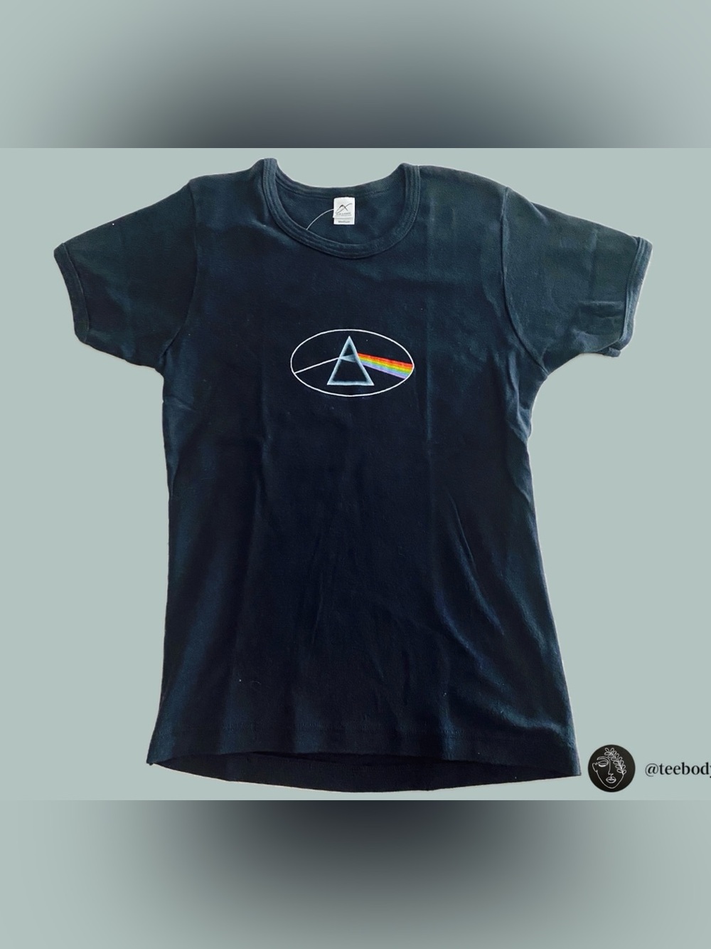Vintage Y2K Pink Floyd Dark Side Of The Moon Babydoll Baby Tee Size M A.S. Tees